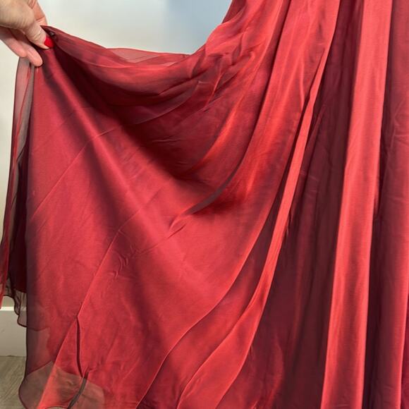 NWOT MAC DUGGAL Garnet A-Line Blouson Sleeve Chiffon Ballgown Dress Women’s - Picture 8 of 15
